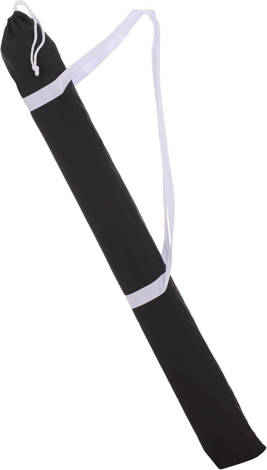 image:imageSAFAVIEH Outdoor Gallo 65 FT Beach Umbrella Canopy with White Fringe Trim Tilt Function Aluminum Pole Weather Resistant for Beach Patio Garden PAT8505Black Stripe