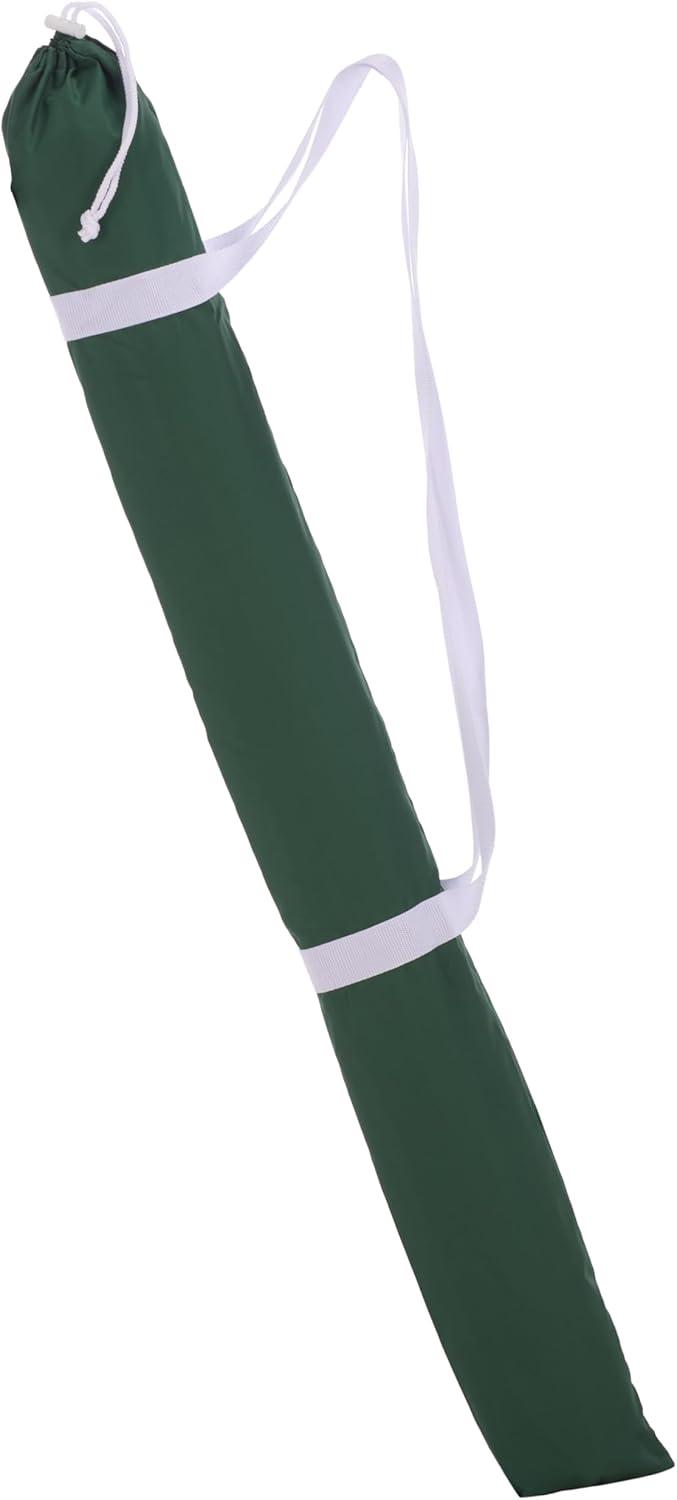 image:imageSAFAVIEH Outdoor Valencia 65 FT Beach Umbrella Canopy with White Fringe Trim Tilt Function Aluminum Pole Weather Resistant for Beach Patio Garden PAT8503Hunter Green