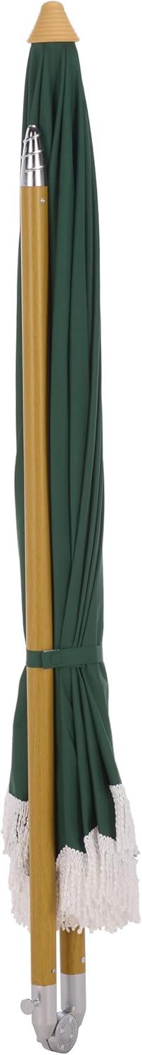 image:imageSAFAVIEH Outdoor Valencia 65 FT Beach Umbrella Canopy with White Fringe Trim Tilt Function Aluminum Pole Weather Resistant for Beach Patio Garden PAT8503Hunter Green