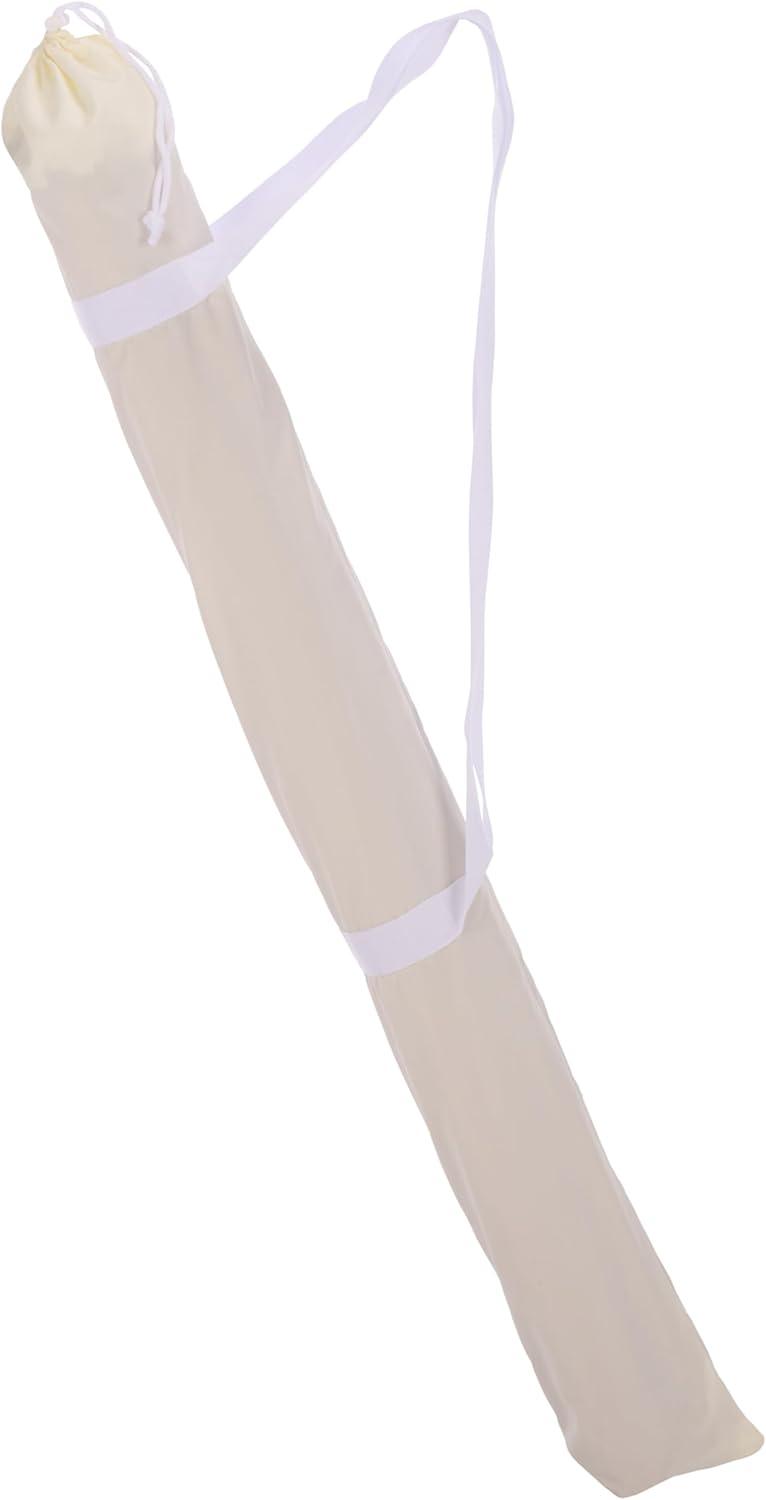 image:imageSAFAVIEH Outdoor Valencia 65 FT Beach Umbrella Canopy with White Fringe Trim Tilt Function Aluminum Pole Weather Resistant for Beach Patio Garden PAT8503Ivory