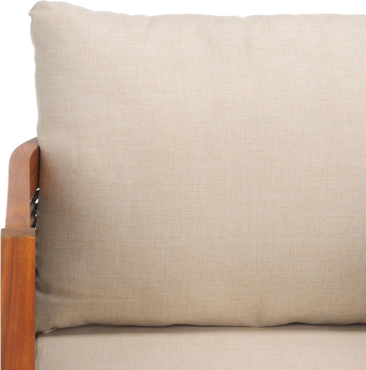 image:imageSAFAVIEH Outdoor Collection Amanda Natural Acacia Solid WoodTaupe Cushion Arm Chair Set of 2NaturalTaupe