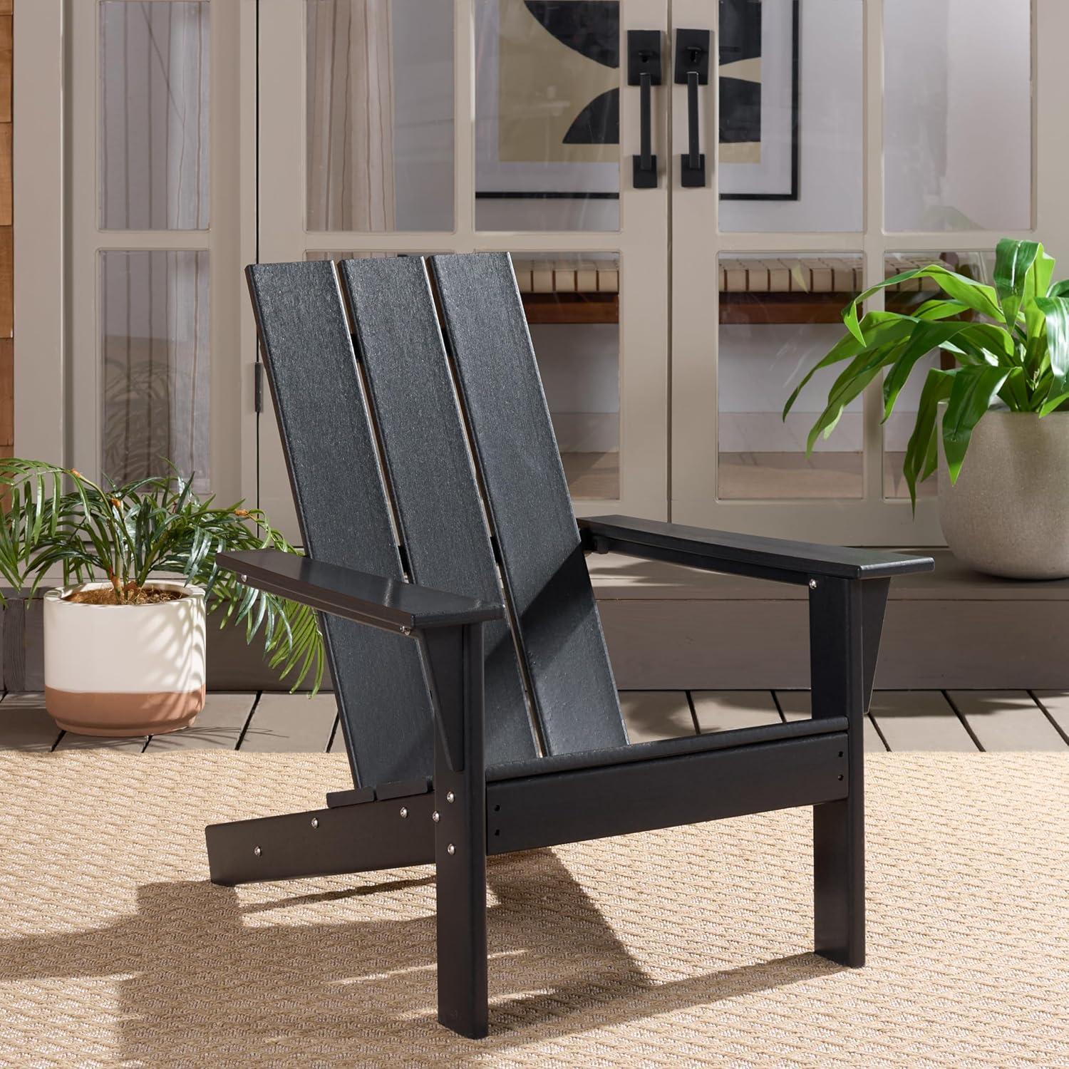 image:imageSAFAVIEH Outdoor Patio Furniture Collection All Weather Green Adirondack Chair WeatherResistant Patio Seating Fully Assembled PAT4500DBlack