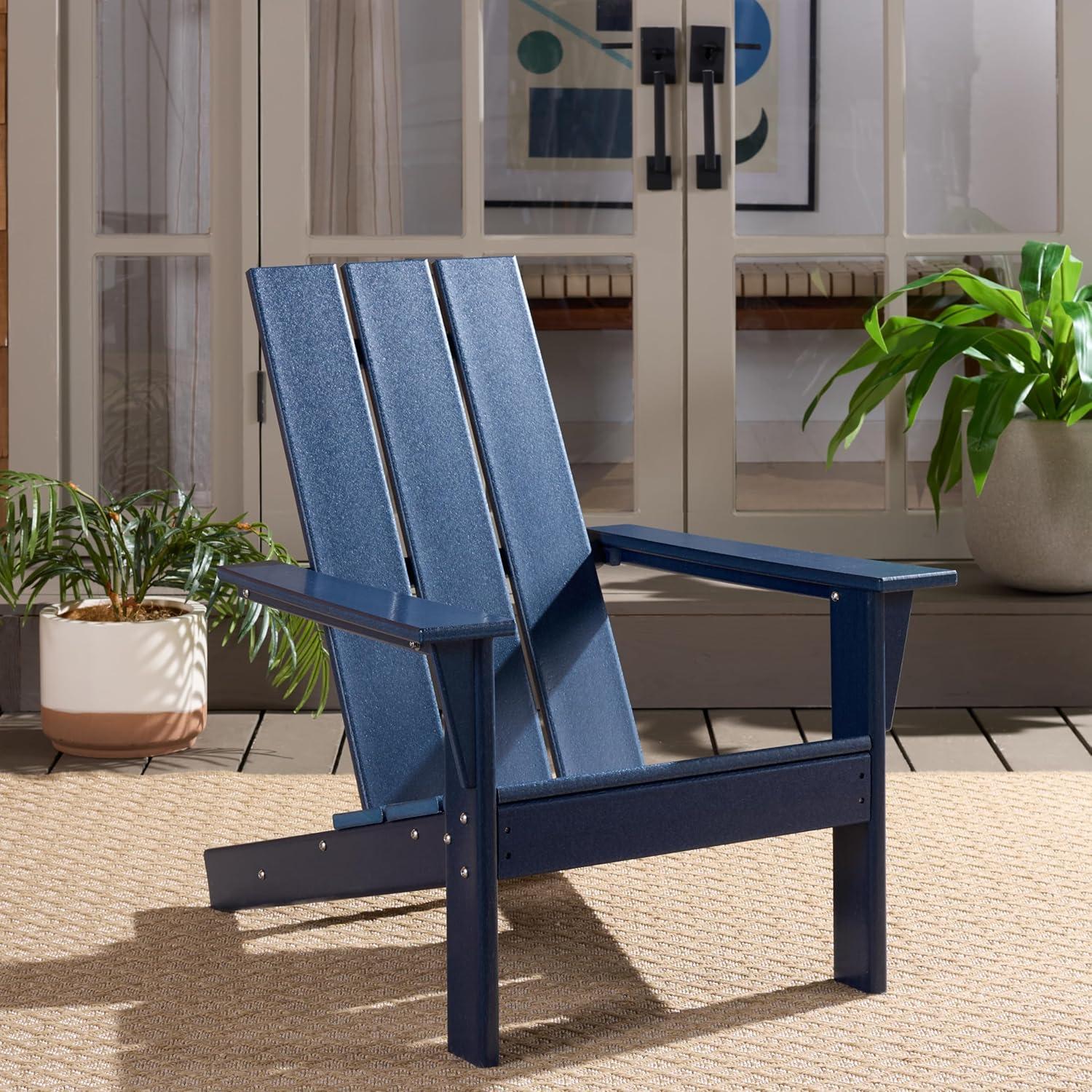 image:imageSAFAVIEH Outdoor Patio Furniture Collection All Weather Green Adirondack Chair WeatherResistant Patio Seating Fully Assembled PAT4500DFederal Blue