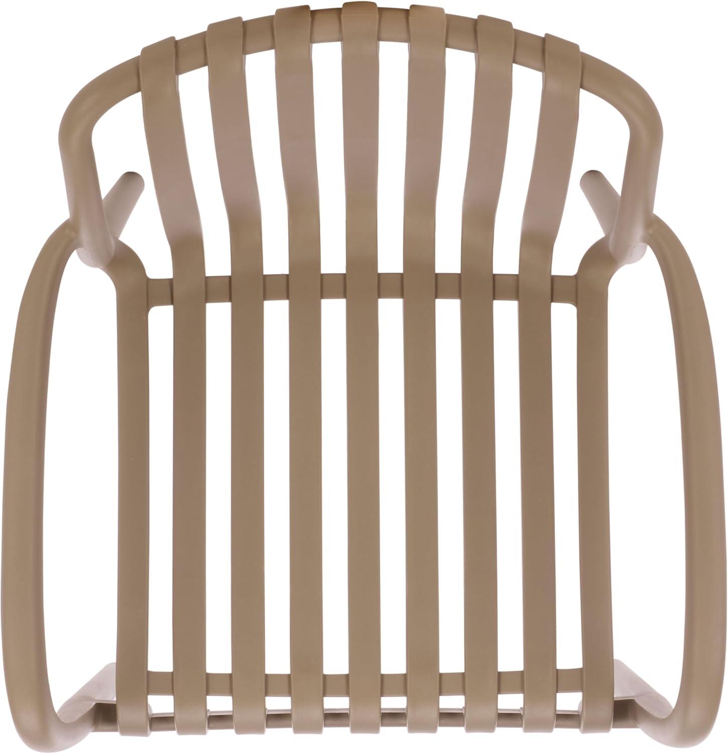 image:imageSAFAVIEH Outdoor Patio Furniture Collection Holly Green Stacking Dining Armchair Set of 2 Fully Assembled Outdoor Chairs Modern Slatted Design WeatherResistant Patio Seating PAT4702DSET2Beige