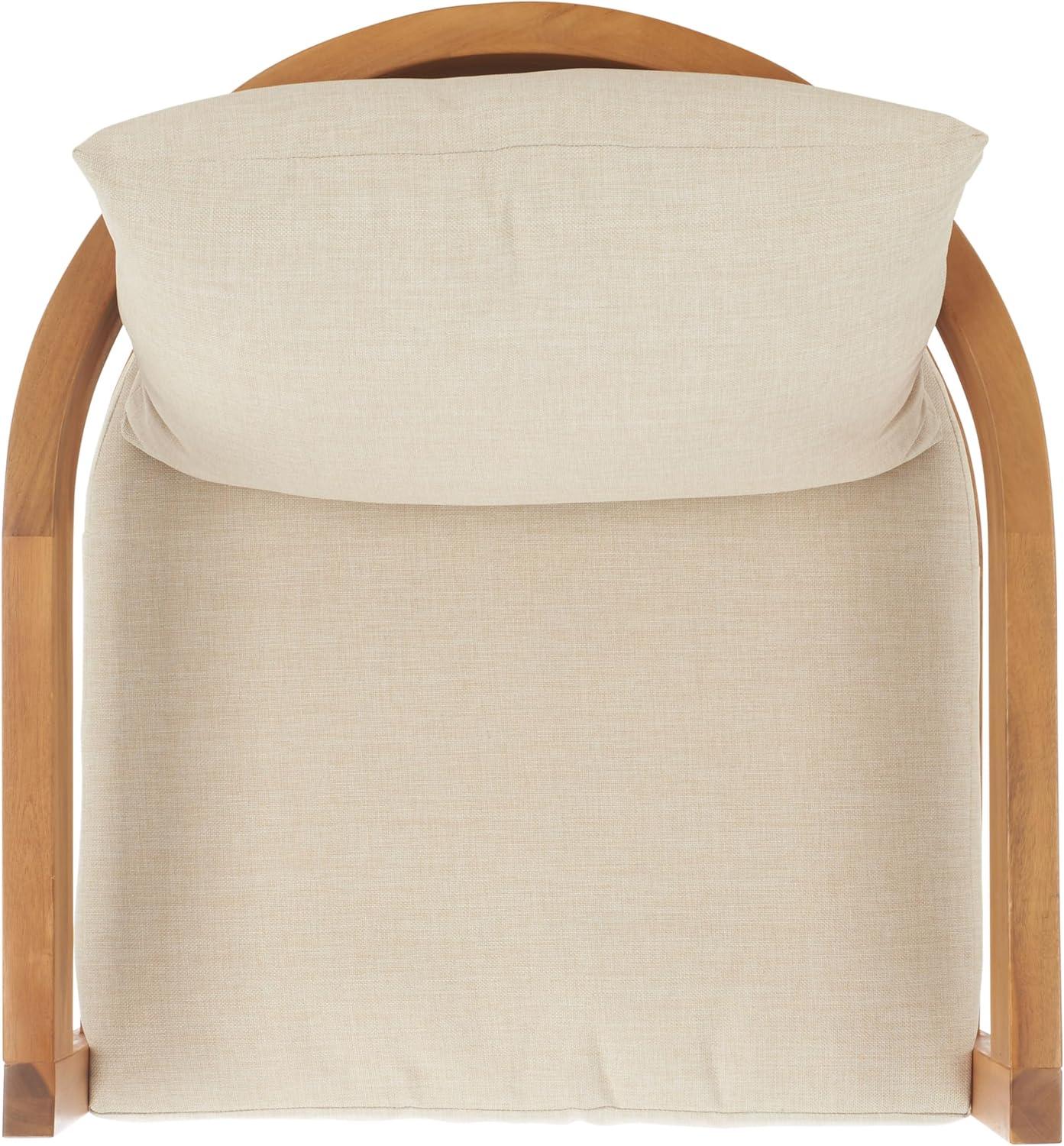 image:imageSAFAVIEH Outdoor Patio Furniture Collection Kento Natural Wood Swivel Chair with Taupe Cushions PAT7099ANaturalTaupe