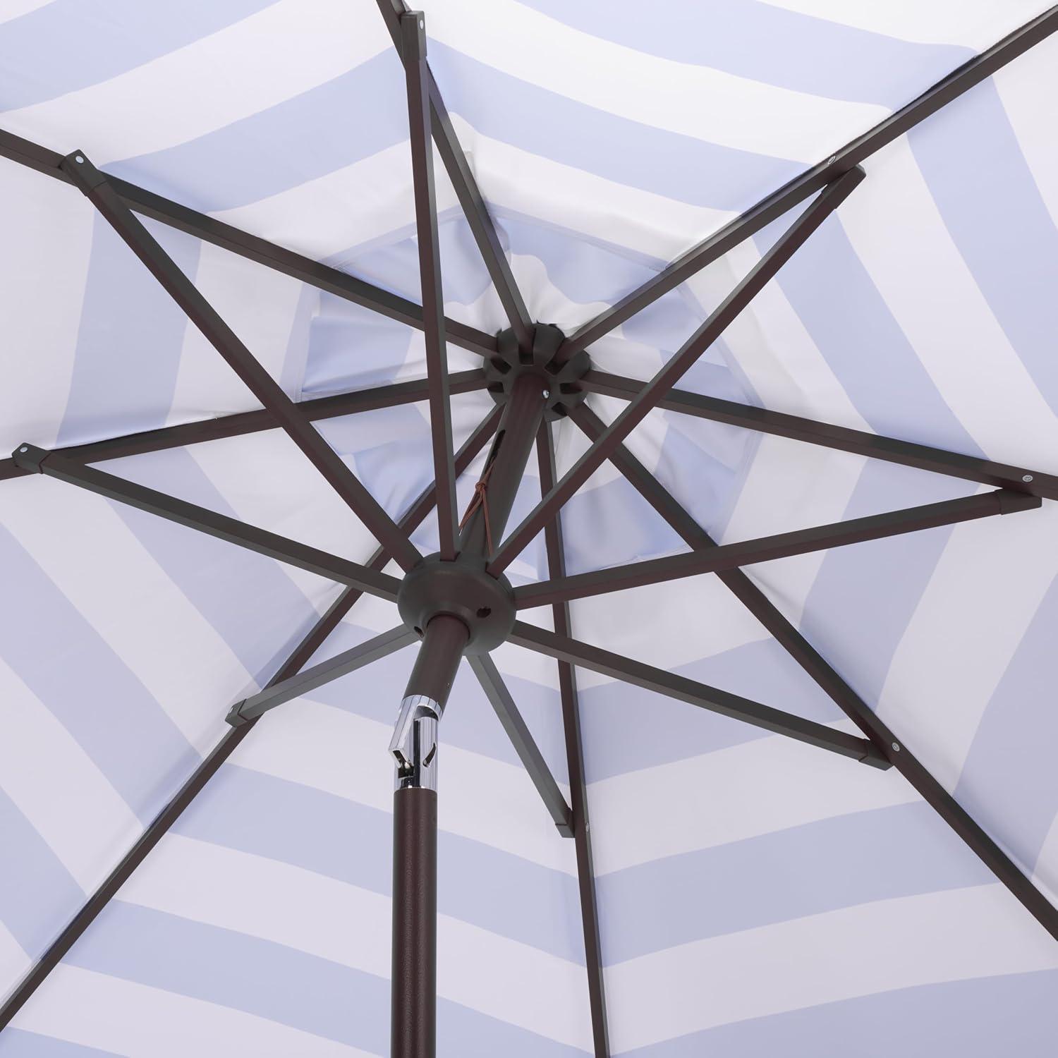 image:imageSAFAVIEH Outdoor Patio Furniture Collection Lucerna 9 Ft Crank Patio Umbrella Yellow Stripe amp Brown Pole Market Umbrella with Crank Lift PAT8015YBaby Blue Striped