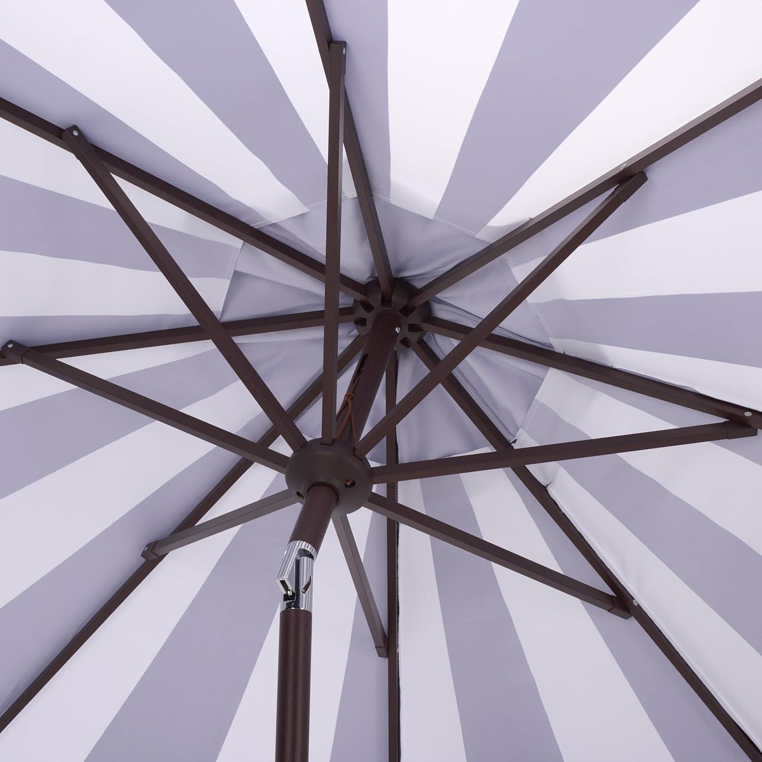 image:imageSAFAVIEH Outdoor Patio Furniture Collection Meze 9 Ft Navy Stripe amp Brown Crank Umbrella MarketStyle Patio Umbrella with Aluminum Pole Outdoor Shade Accent PAT8013BNavy Striped