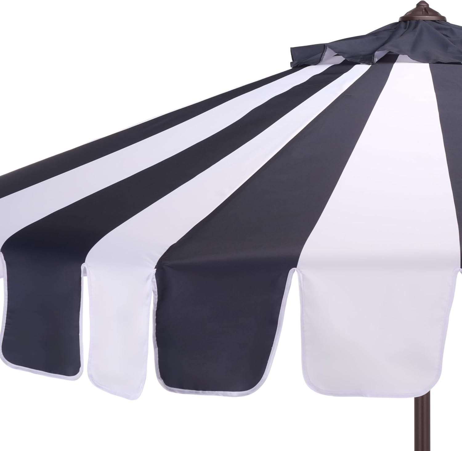 image:imageSAFAVIEH Outdoor Patio Furniture Collection Meze 9 Ft Navy Stripe amp Brown Crank Umbrella MarketStyle Patio Umbrella with Aluminum Pole Outdoor Shade Accent PAT8013BNavy Striped