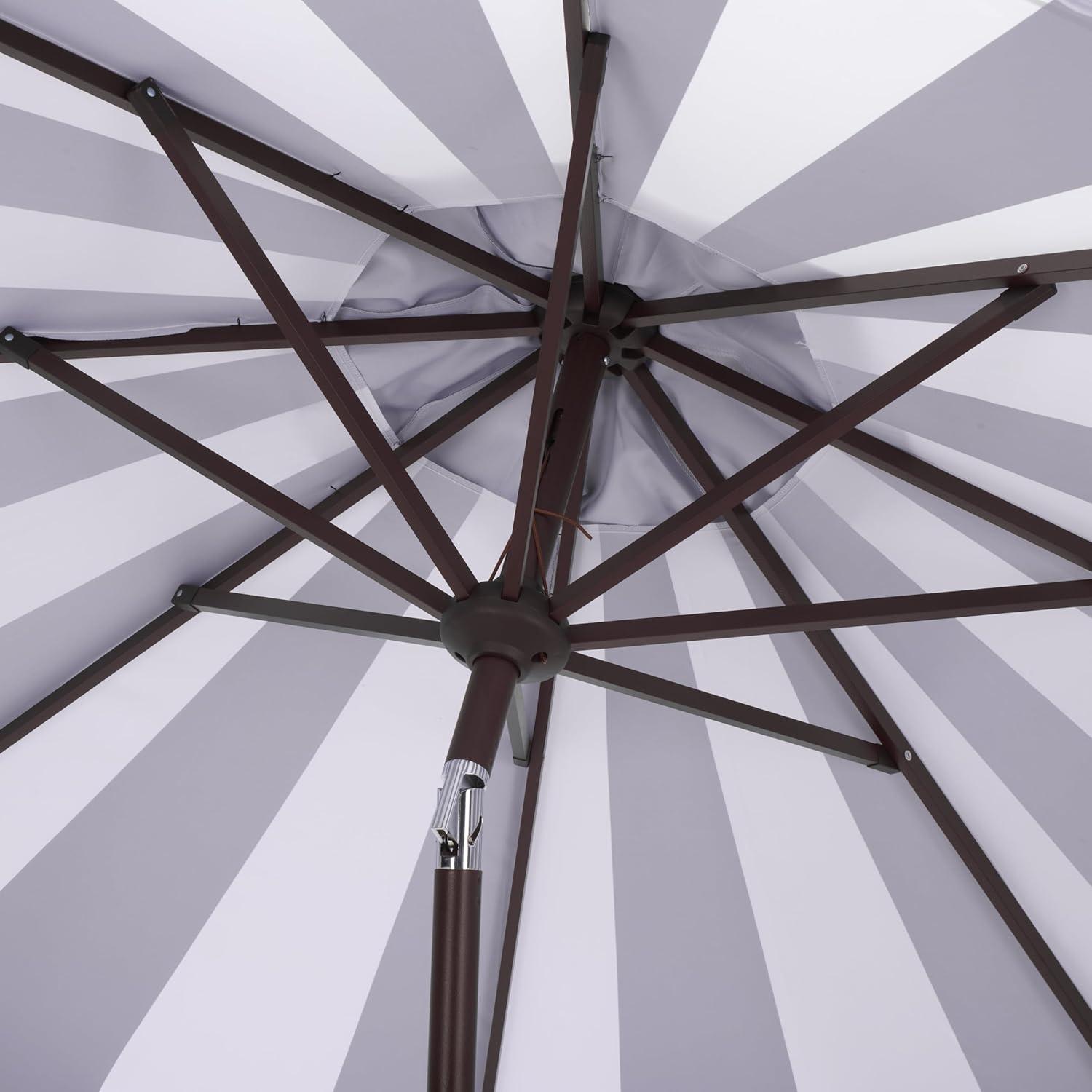 image:imageSAFAVIEH Outdoor Patio Furniture Collection Meze 9 Ft Navy Stripe amp Brown Crank Umbrella MarketStyle Patio Umbrella with Aluminum Pole Outdoor Shade Accent PAT8013BBlack Striped