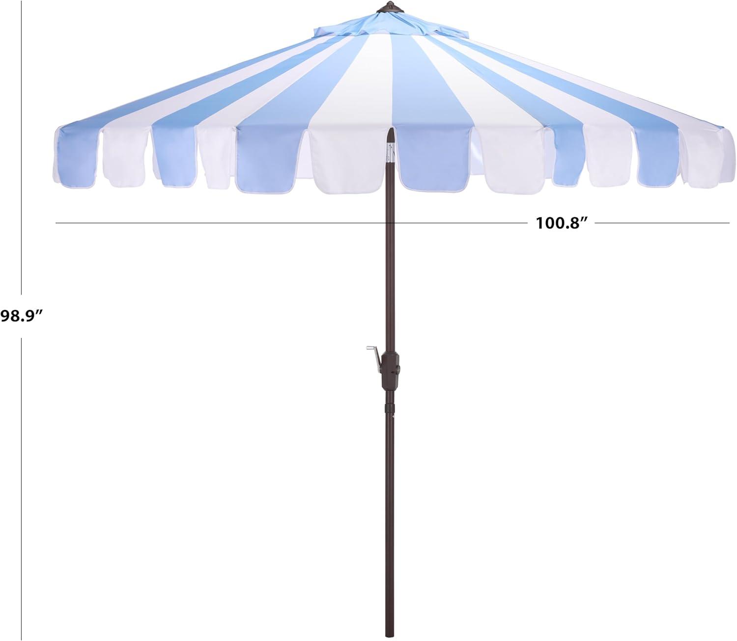 image:imageSAFAVIEH Outdoor Patio Furniture Collection Meze 9 Ft Navy Stripe amp Brown Crank Umbrella MarketStyle Patio Umbrella with Aluminum Pole Outdoor Shade Accent PAT8013BBaby Blue Striped