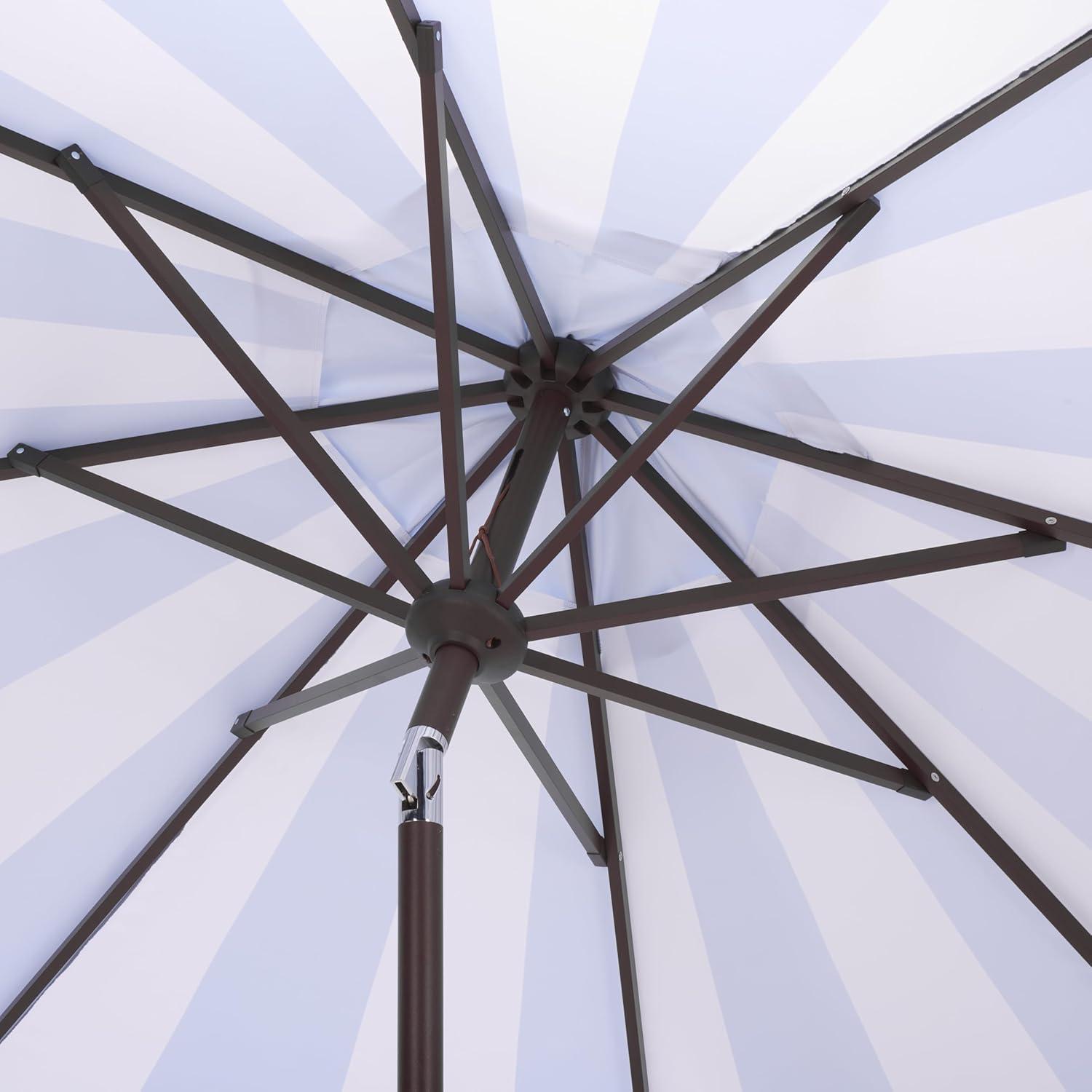 image:imageSAFAVIEH Outdoor Patio Furniture Collection Meze 9 Ft Navy Stripe amp Brown Crank Umbrella MarketStyle Patio Umbrella with Aluminum Pole Outdoor Shade Accent PAT8013BBaby Blue Striped