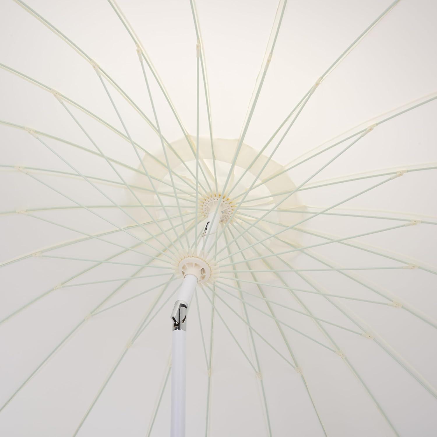 image:imageSAFAVIEH Outdoor Patio Furniture Collection Panza 9 Ft Crank Patio Umbrella Ivory amp White Pole Market Umbrella with Crank Lift PAT8026AIvoryWhite