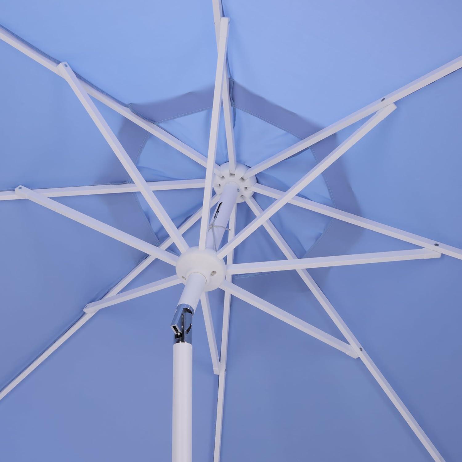 image:imageSAFAVIEH Outdoor Patio Furniture Collection Torsa 9 Ft Crank Patio Umbrella Green amp White Pole Market Umbrella with Crank Lift PAT8024HBaby BlueWhite