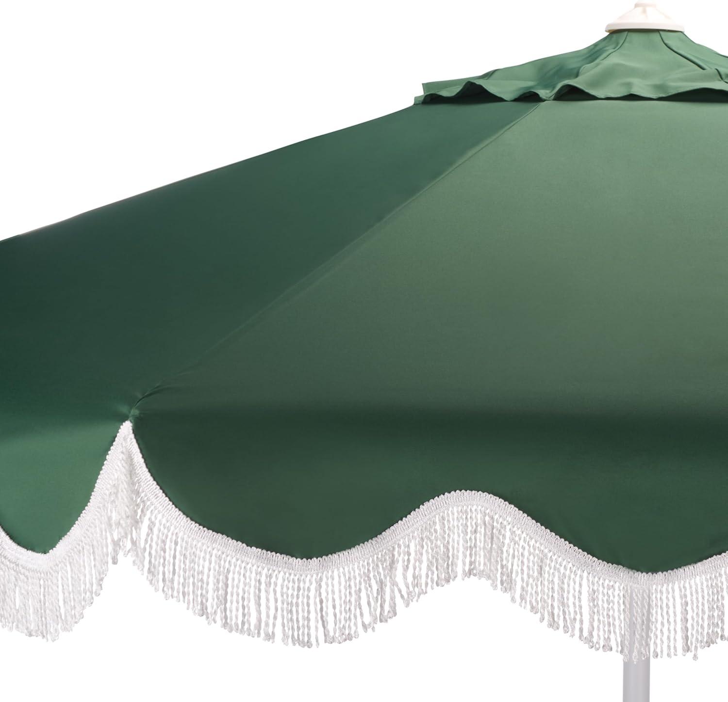 image:imageSAFAVIEH Outdoor Patio Furniture Collection Torsa 9 Ft Crank Patio Umbrella Green amp White Pole Market Umbrella with Crank Lift PAT8024HHunter GreenWhite