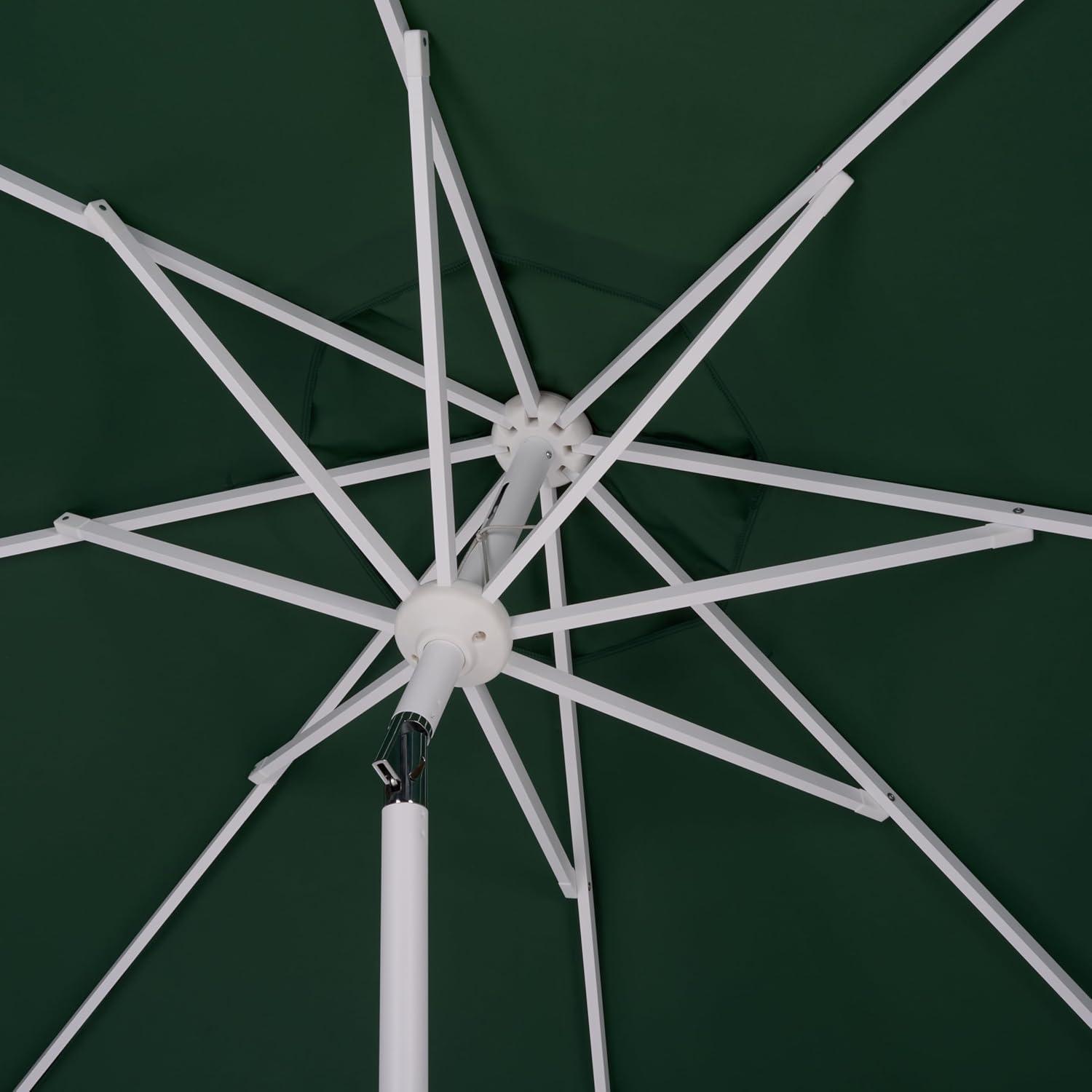 image:imageSAFAVIEH Outdoor Patio Furniture Collection Torsa 9 Ft Crank Patio Umbrella Green amp White Pole Market Umbrella with Crank Lift PAT8024HHunter GreenWhite