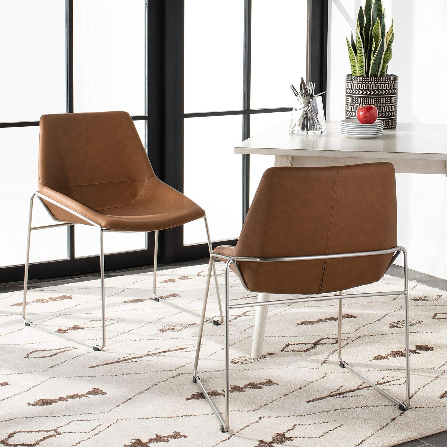 image:imageSafavieh Home Alexis Matte Stone MidCenturyCognac Silver