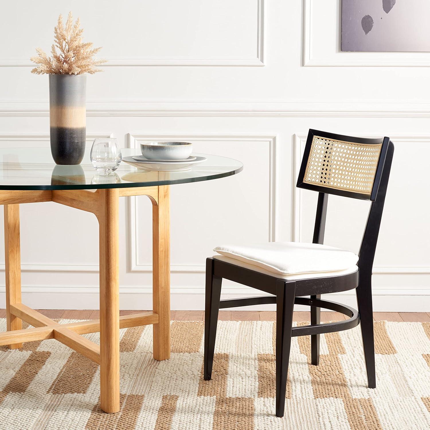image:imageSafavieh Home Collection Galway Coastal WhiteNatural Cane Seat Cushion Dining ChairBlackNatural