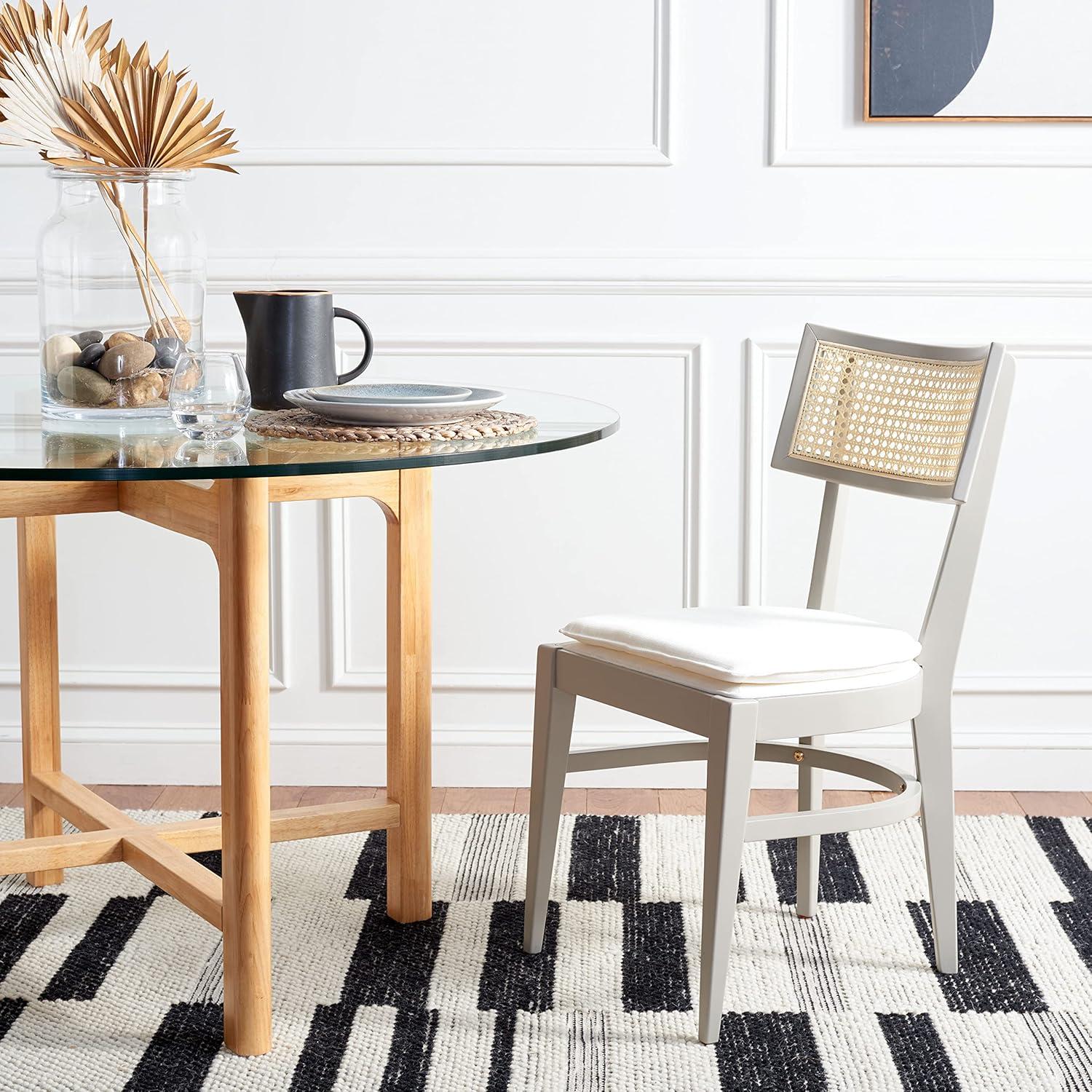 image:imageSafavieh Home Collection Galway Coastal WhiteNatural Cane Seat Cushion Dining ChairGreyNatural