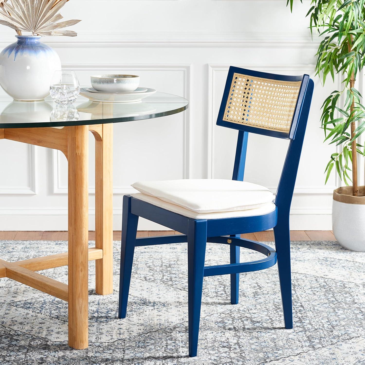 image:imageSafavieh Home Collection Galway Coastal WhiteNatural Cane Seat Cushion Dining ChairNavyNatural