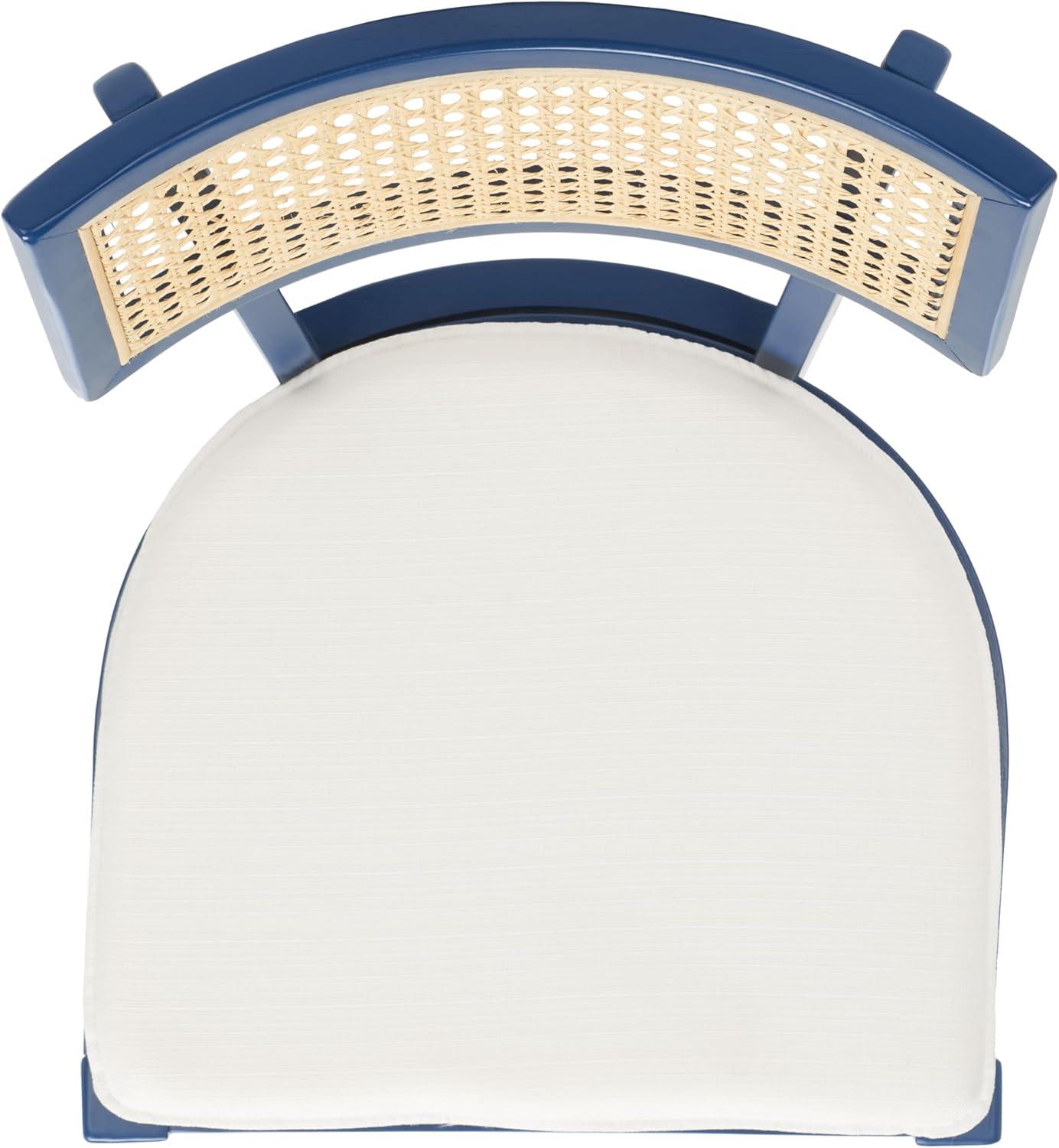 image:imageSafavieh Home Collection Galway Coastal WhiteNatural Cane Seat Cushion Dining ChairNavyNatural
