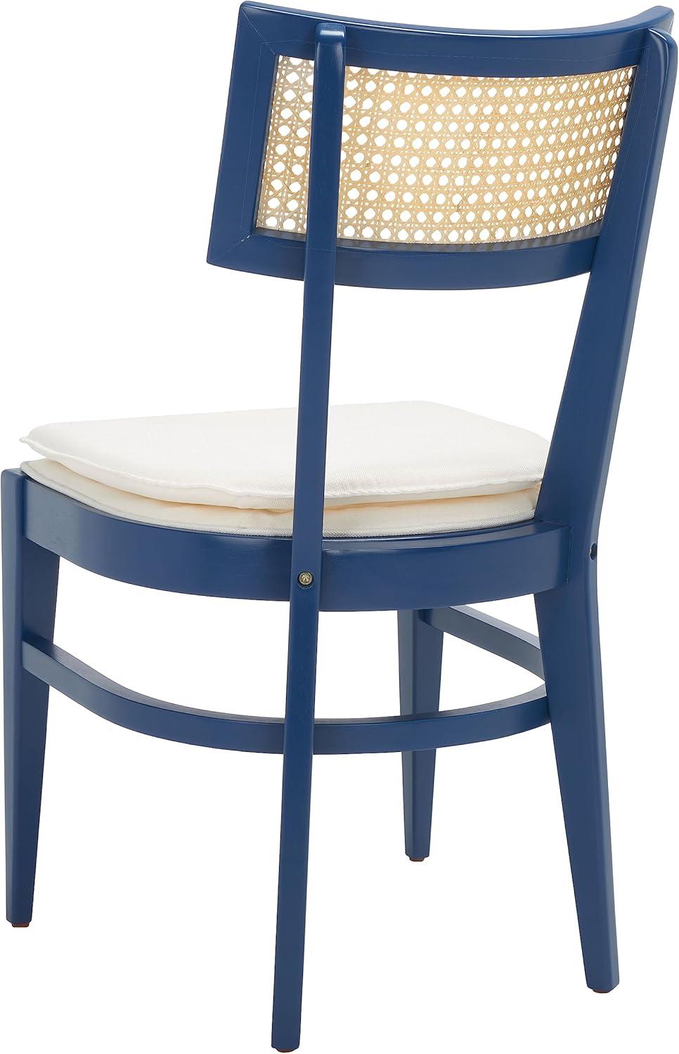 image:imageSafavieh Home Collection Galway Coastal WhiteNatural Cane Seat Cushion Dining ChairNavyNatural