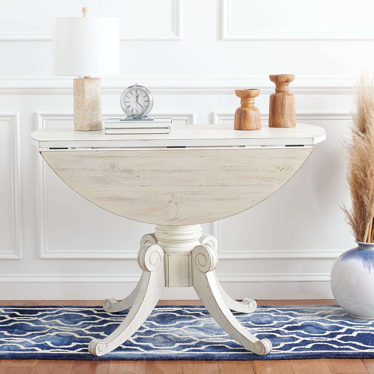 image:imageSafavieh Home Forest Traditional Rustic Natural Drop Leaf Dining TableAntique White