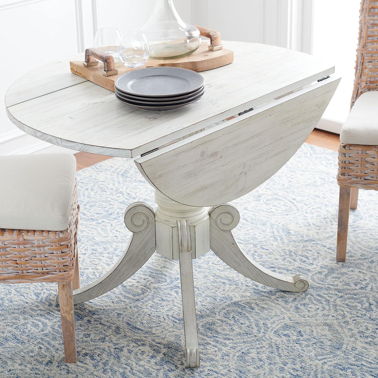 image:imageSafavieh Home Forest Traditional Rustic Natural Drop Leaf Dining TableAntique White