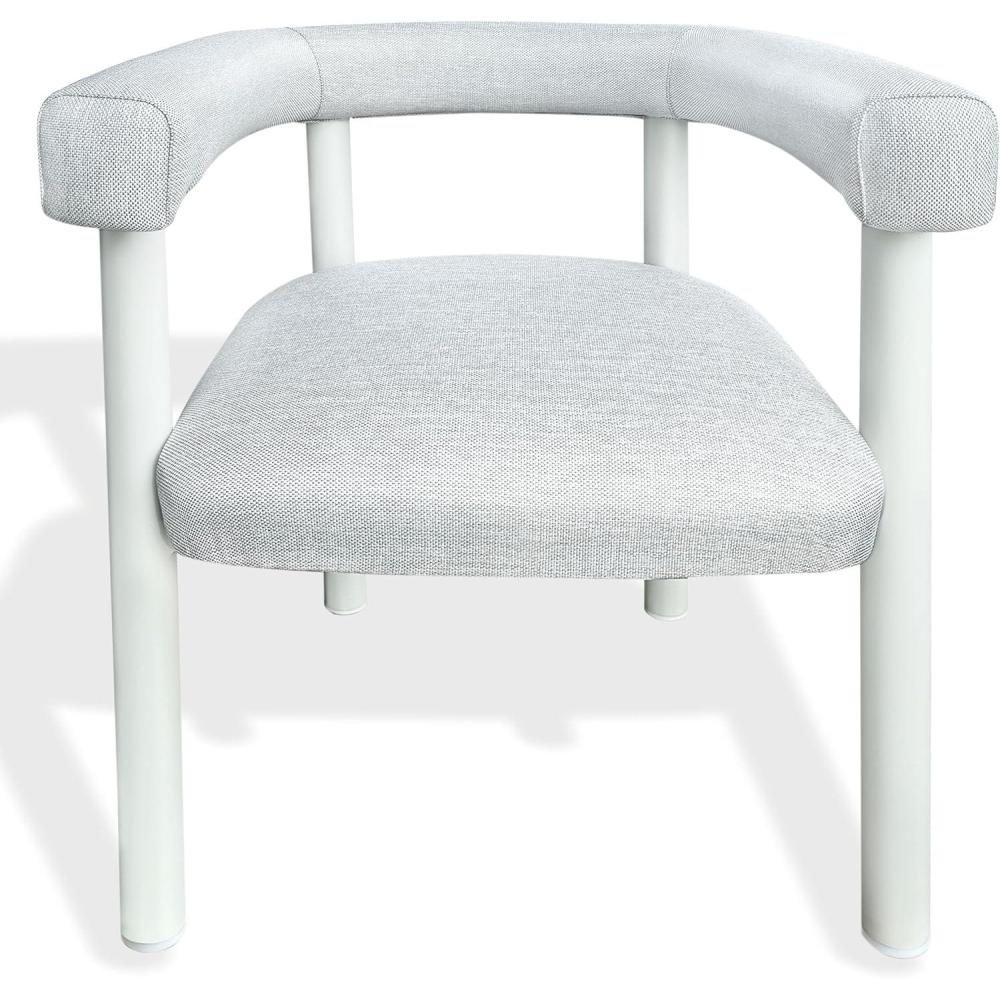 image:imageSAFAVIEH Couture  Outdoor Larissa Dining Chair  White amp Beige Aluminum  Weather Resistant Fully Assembled  Ideal for Patio Deck Backyard 177 Seat Height CPT4021AWhiteBeige