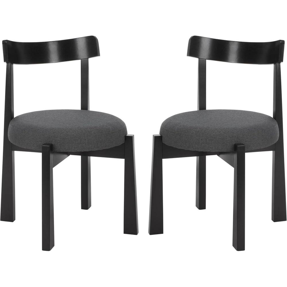 image:imageSAFAVIEH Furniture Anselm Dining Chair Set of 2 White amp Light Blonde Solid Wood Modern Upholstered Chair Fully Assembled Ideal for Dining Room Kitchen 19 Seat Height DCH8810CSET2GreyBlack