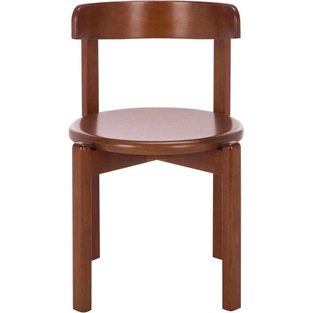 image:imageSAFAVIEH Furniture Calixto Dining Chair Set of 2 Black Solid Wood Round Seat Modern Chair Fully Assembled Ideal for Dining Room Kitchen 19 Seat Height DCH8809BSET2Walnut