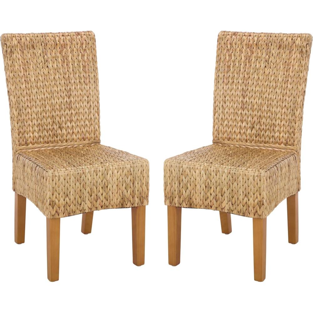 image:imageSAFAVIEH Furniture  Luz Dining Chair Set of 2  Coastal Design  Natural Pine Solid Wood  Ideal for Dining Room Kitchen 185 Seat Height SEA8016CSET2NaturalHoney