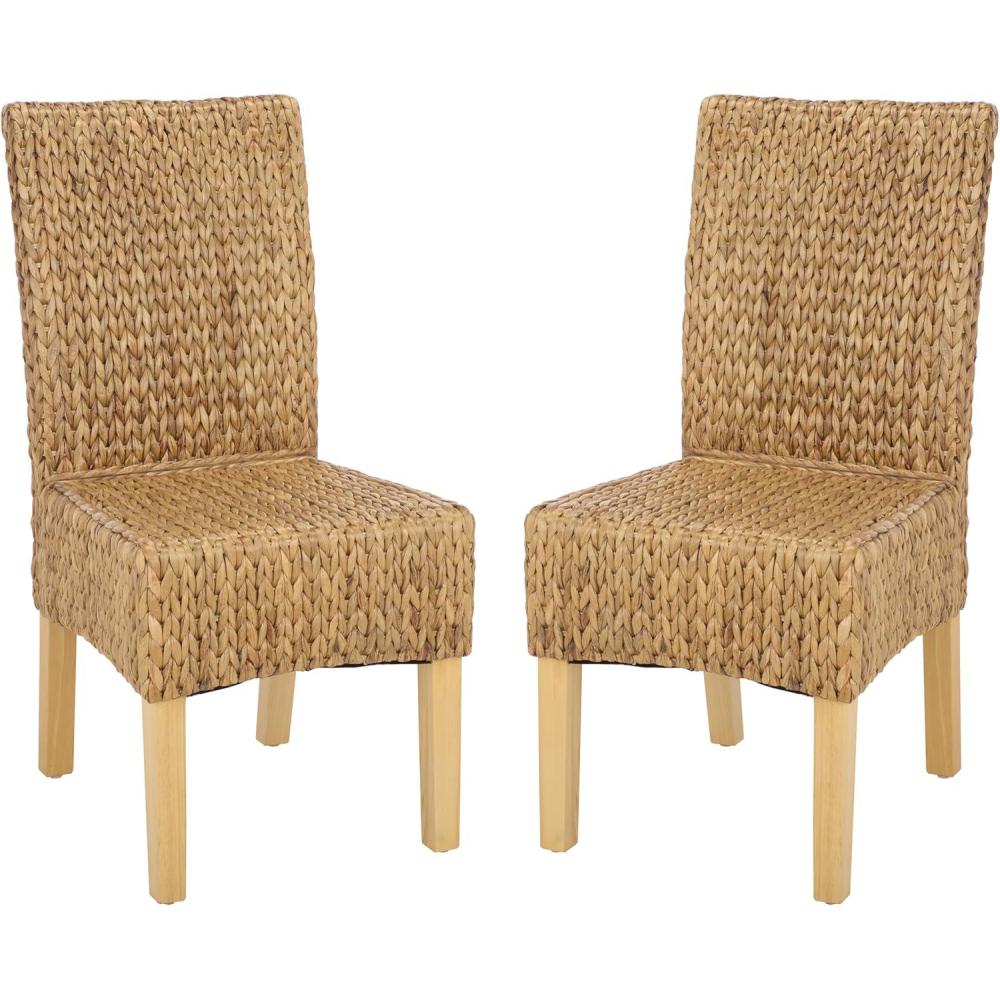 image:imageSAFAVIEH Furniture Luz Dining Chair Set of 2 Coastal Design Natural Pine Solid Wood Ideal for Dining Room Kitchen 185 Seat Height SEA8016CSET2NaturalNatural