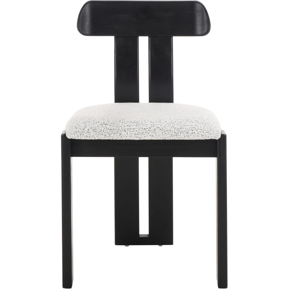 image:imageSAFAVIEH Home Collection Cayde MidCentury Modern Black Solid Wood Upholstered Dining Chair with Cream Boucle Seat DCH8806EBlack W WhiteBlack