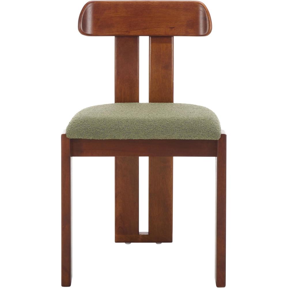 image:imageSAFAVIEH Home Collection Cayde MidCentury Modern Black Solid Wood Upholstered Dining Chair with Cream Boucle Seat DCH8806ESageWalnut