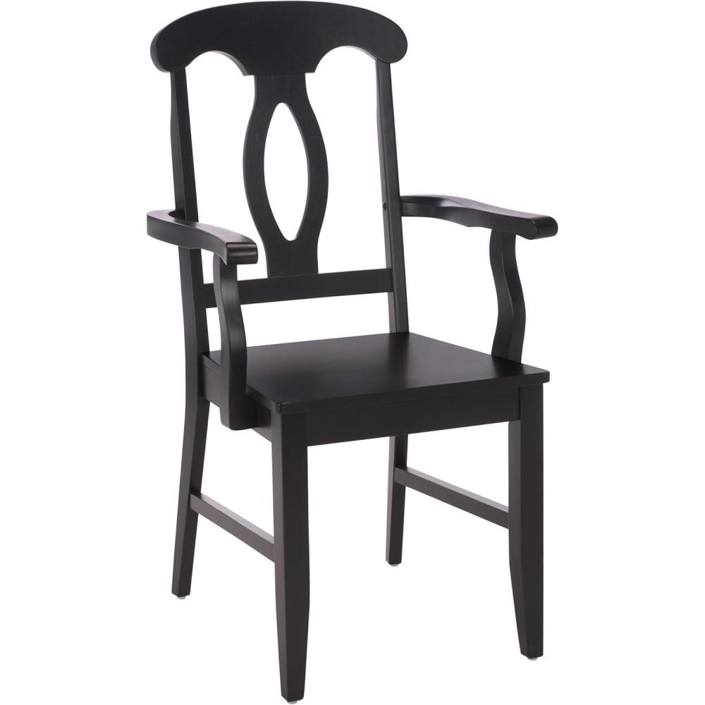 image:imageSAFAVIEH Home Collection Hannelore Solid Wood Dining Arm Chair Dark Oak Finish Classic Transitional Seating Design DCH6907ABlack