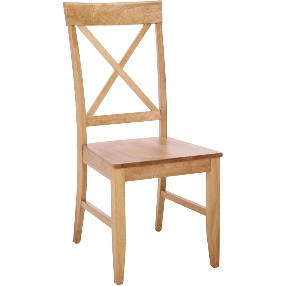 image:imageSAFAVIEH Home Collection Ksenia XBack Dining Side Chair Solid Wood Black Finish Farmhouse Classic DCH6902ELight Oak