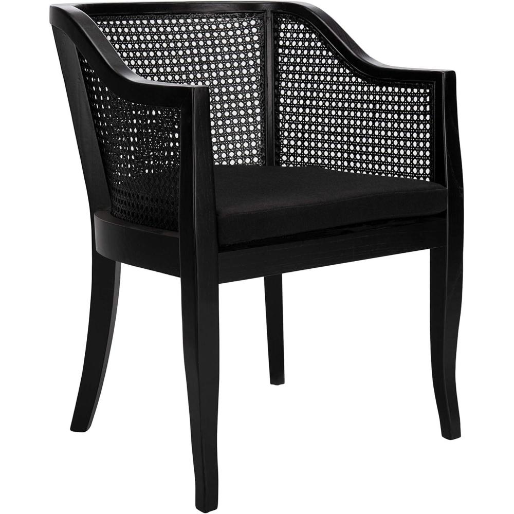 image:imageSAFAVIEH Home Collection Rina Black Solid Wood Dining Chair with Cane Accents Fully Assembled DCH9501CBlack