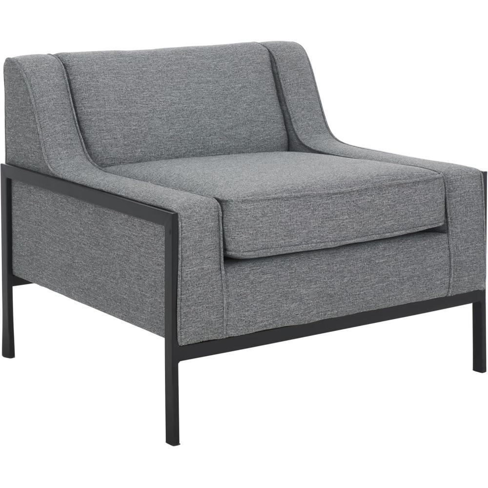 image:imageSAFAVIEH Home Collection Somerled Grey Upholstered Accent Chair Modern Design with Low Back Black Metal Frame ACH4528AGreyBlack