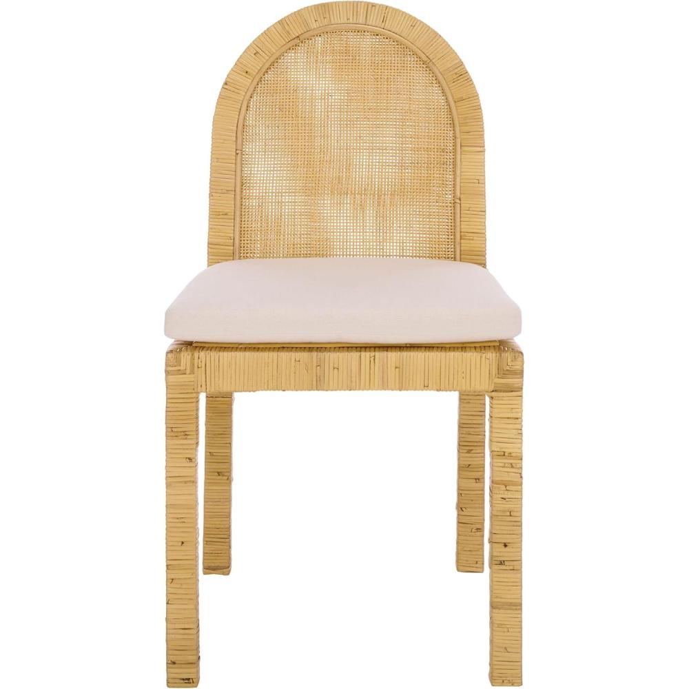 image:imageSAFAVIEH Home Collection Tojo Rounded Back Cane Dining Chair Set of 2 with Cushion Natural amp White Handwoven Rattan Fully Assembled DCH6510ASET2NaturalWhite