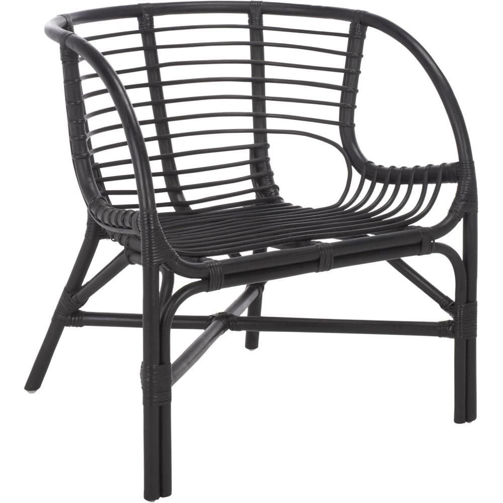 image:imageSAFAVIEH Home Collection Valeriya Woven Rattan Arm Chair Black Finish Fully Assembled Accent Chair for Living Room or Bedroom Modern Boho Style ACH9903ABlack