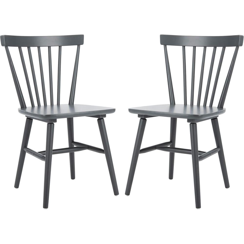 image:imageSAFAVIEH Home Collection Winona Set of 2 Honey Windsor Farmhouse Dining Chairs Spindle Back Wood Chairs Classic Casual Seating DCH8500KSET2Grey