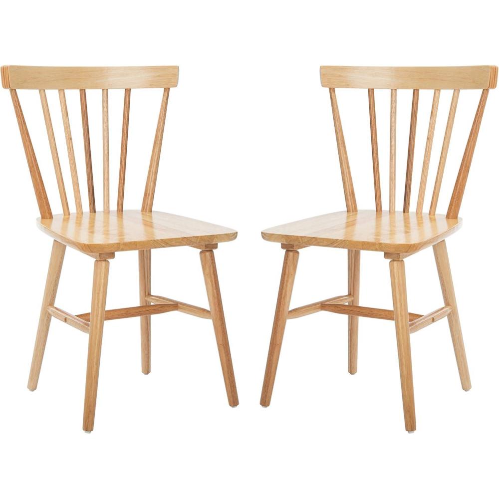image:imageSAFAVIEH Home Collection Winona Set of 2 Honey Windsor Farmhouse Dining Chairs Spindle Back Wood Chairs Classic Casual Seating DCH8500KSET2Natural