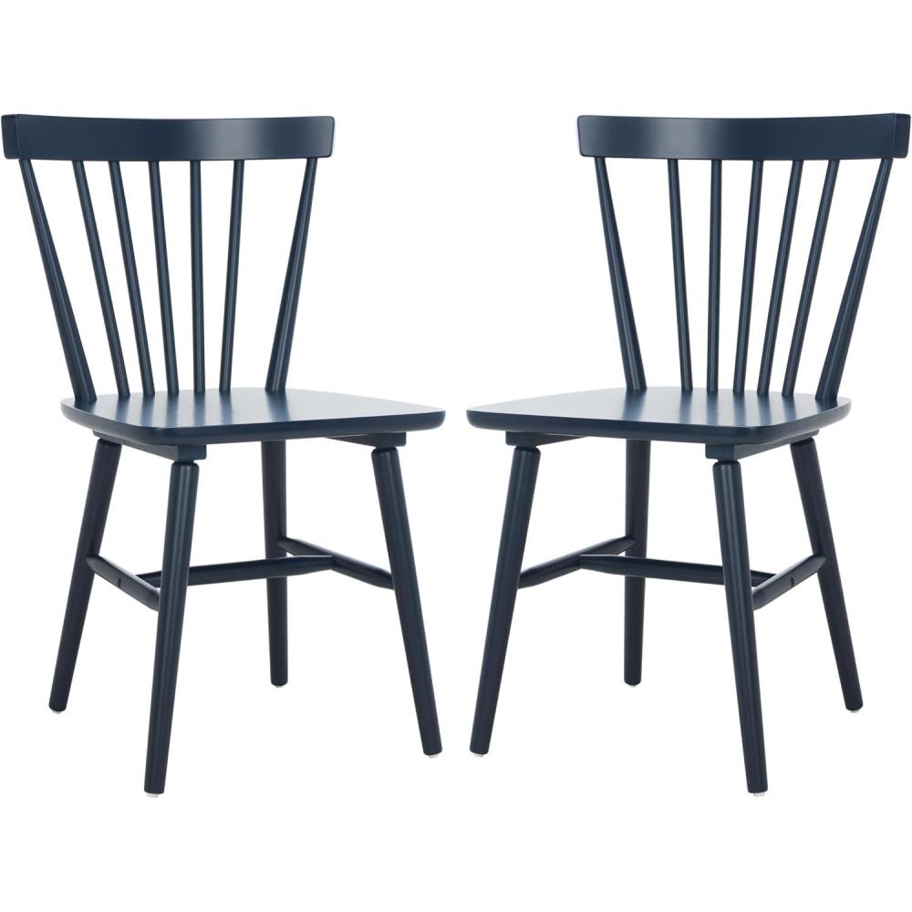 image:imageSAFAVIEH Home Collection Winona Set of 2 Honey Windsor Farmhouse Dining Chairs Spindle Back Wood Chairs Classic Casual Seating DCH8500KSET2Navy