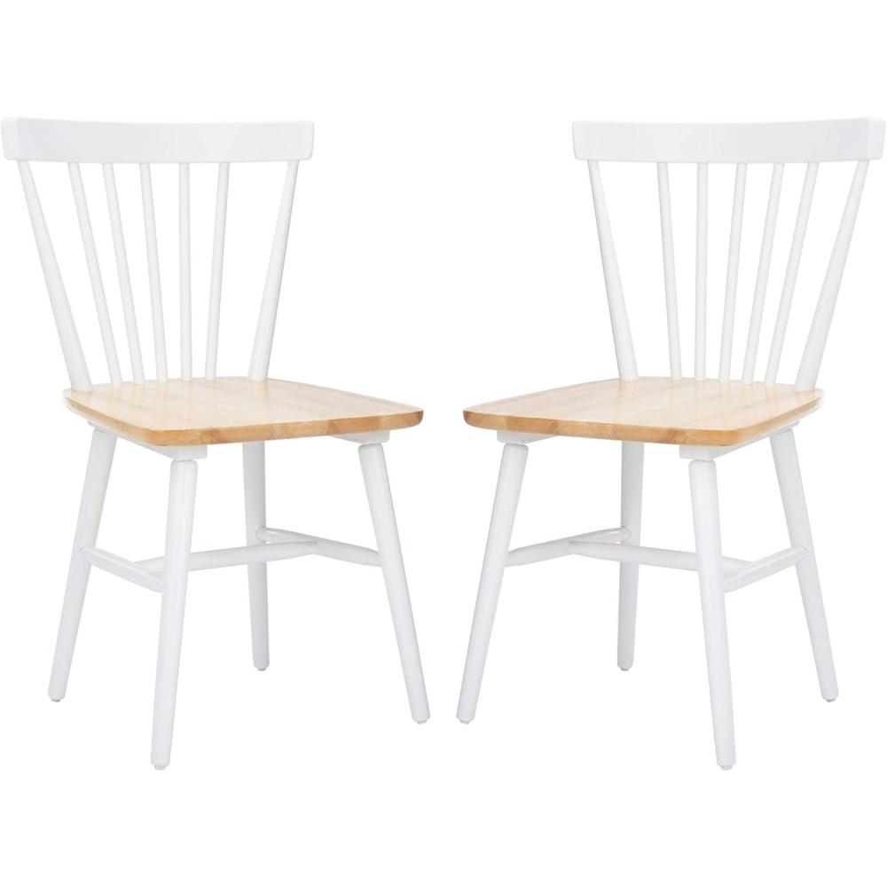 image:imageSAFAVIEH Home Collection  Winona Set of 2 Honey Windsor Farmhouse Dining Chairs Spindle Back Wood Chairs Classic Casual Seating DCH8500KSET2White  Natural
