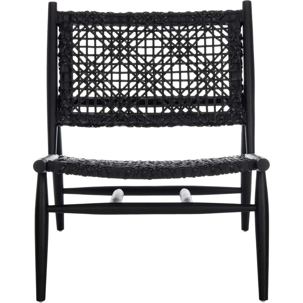 image:imageSAFAVIEH Home Collection Bandelier Natural Sungkai Solid WoodCognac Brown Leather Weave Accent Chair Fully AssembledBlack Black