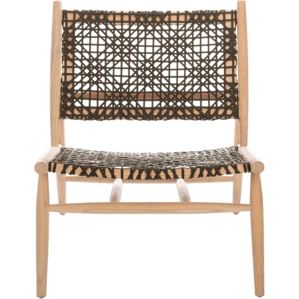 image:imageSAFAVIEH Home Collection Bandelier Natural Sungkai Solid WoodCognac Brown Leather Weave Accent Chair Fully AssembledNatural Brown