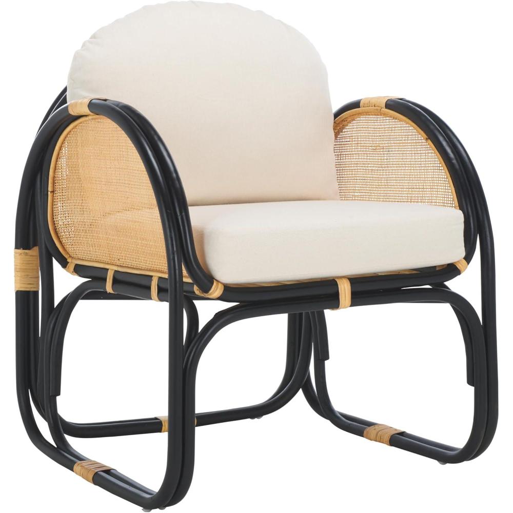 image:imageSAFAVIEH Home Collection Constella Tropical WhiteBlack Accent Chair with Cushion Fully Assembled