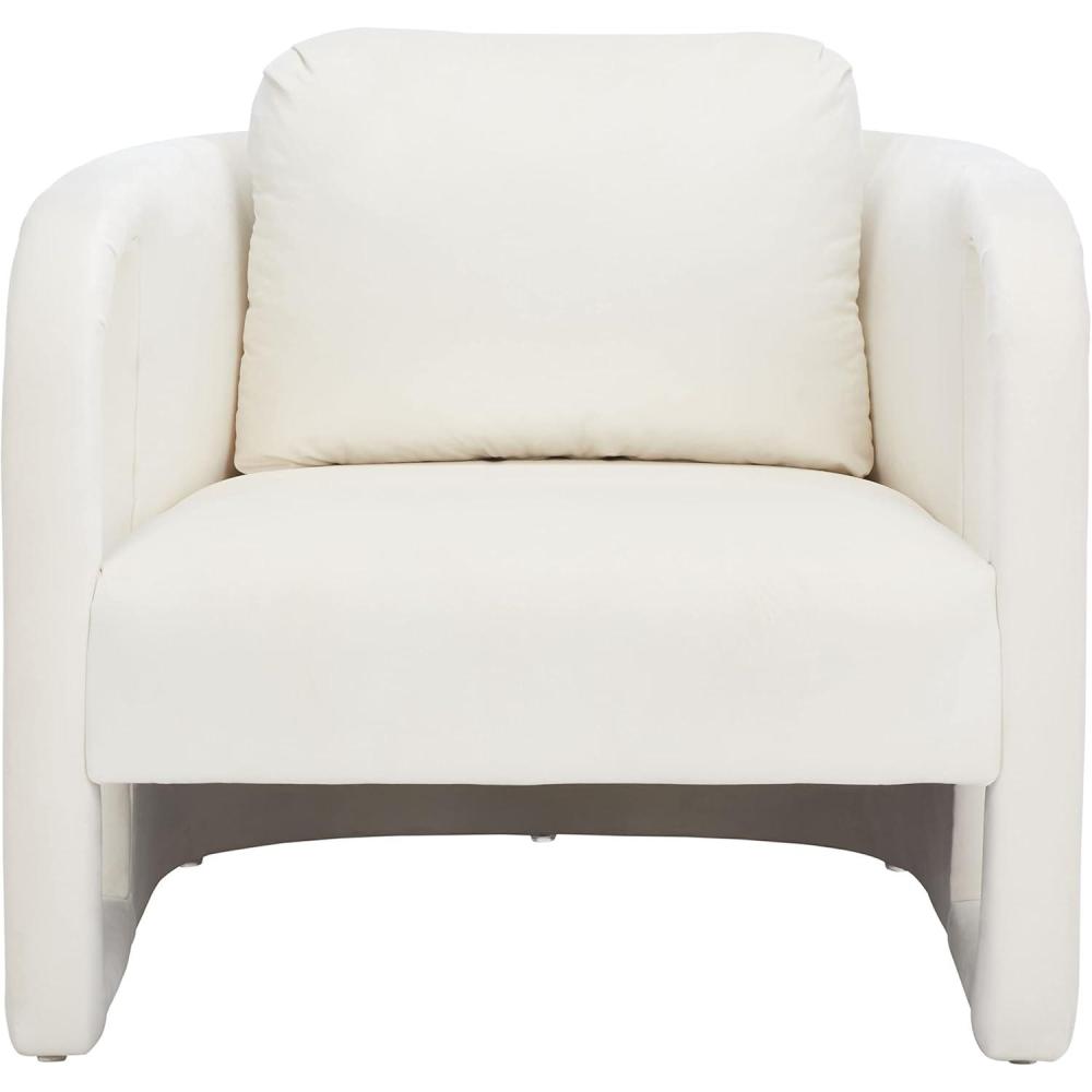 image:imageSAFAVIEH Home Collection Fifer MidCentury Modern Cream Faux Shearling Fur Accent Chair Fully AssembledCreme