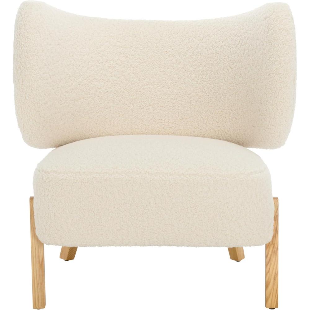 image:imageSAFAVIEH Home Collection Jakoda OffWhite amp Natural Solid Wood Wingback Accent Chair Fully AssembledOff WhiteNatural