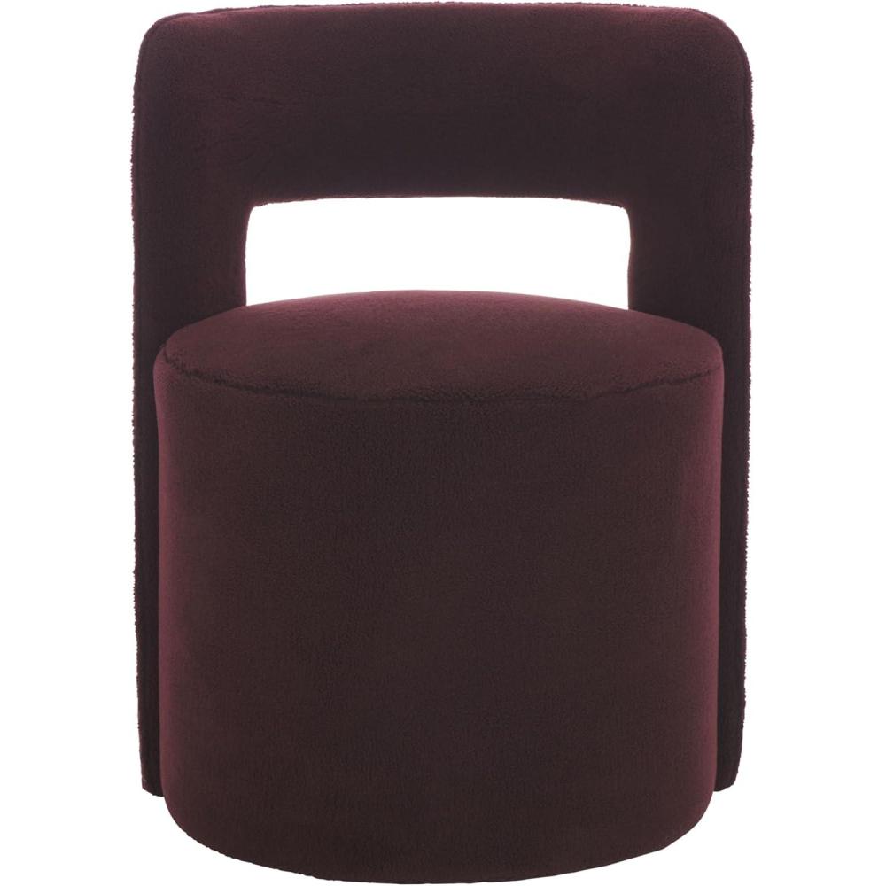 image:imageSAFAVIEH Home Collection JoJo Beige Faux Shearling Round Seat Upholstered Accent Chair Fully AssembledBordeaux